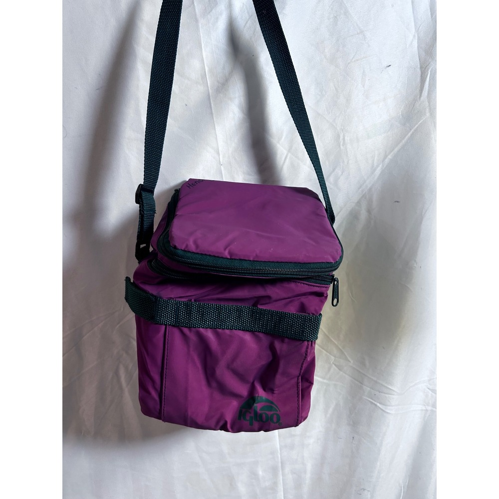 Igloo Insulated Lunch Bag Small Magenta Purple Green Crossbody Strap Women